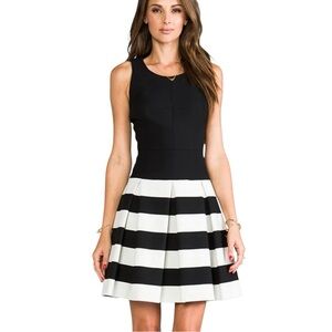 Milly Box Pleat Fit and Flare Scuba Mini Dress 6 Cocktail Wedding Guest Party